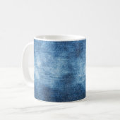 Blauwe denim jeans textuur koffiemok (Voorkant links)