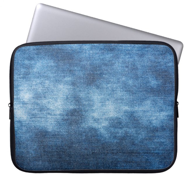 Blauwe denim jeans textuur laptop sleeve (Voorkant)