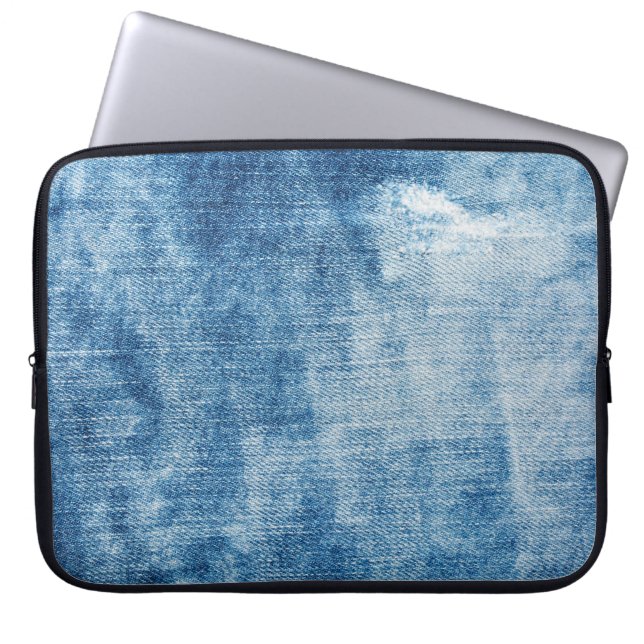 Blauwe denim jeans textuur laptop sleeve (Voorkant)