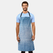 Blauwe denim jeans textuur schort (Gedragen)