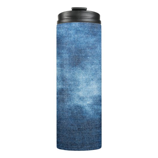Blauwe denim jeans textuur thermosbeker (Voorkant)