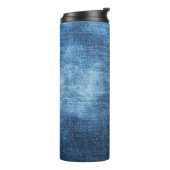 Blauwe denim jeans textuur thermosbeker (Gedraaid links)