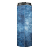 Blauwe denim jeans textuur thermosbeker (Achterkant)