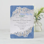 Blauwe denim, kant en voorkanten kaart (Staand voorkant)