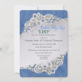 Blauwe denim, kant en voorkanten kaart