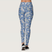 Blauwe denim, kant - ivoren parels leggings (Achterkant)