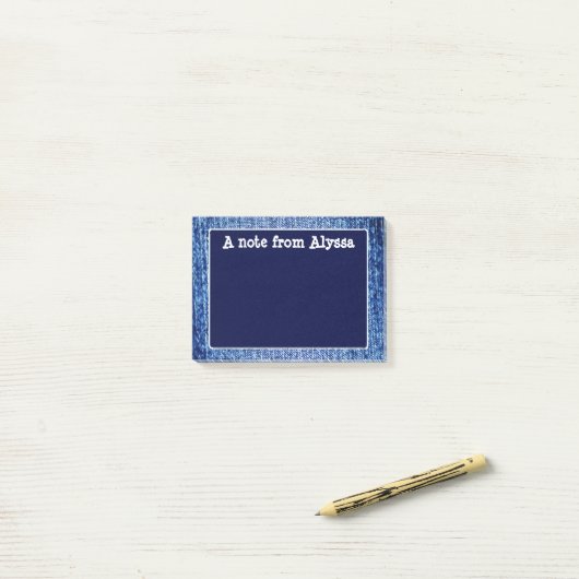 Blauwe denim Kijk op persoonlijke titel plaatsen O Post-it® Notes (Op bureau)