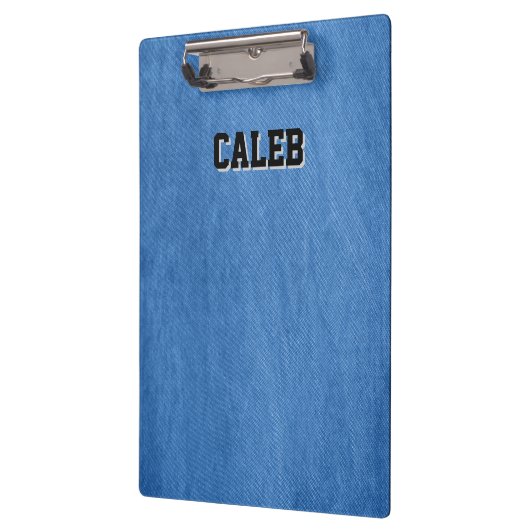 blauwe denim klembord (Links)