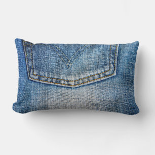 Blauwe denim kussen