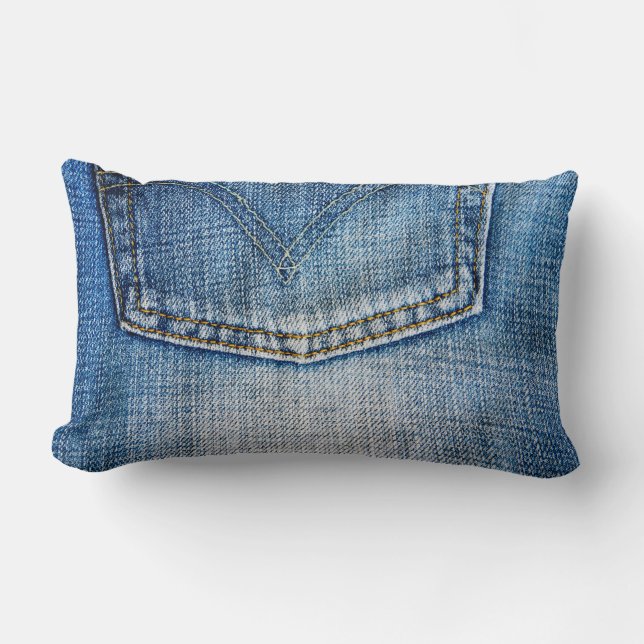 Blauwe denim kussen (Voorkant)