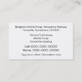 Blauwe denim met gouden hoefijzer boer visitekaartje (Achterkant)