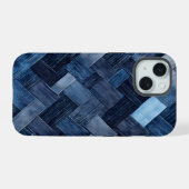 Blauwe Denim Patch iPhone 15 Case (Achterkant horizontaal)