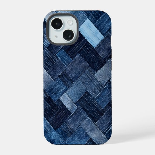 Blauwe Denim Patch iPhone 15 Case (Achterkant)