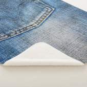 Blauwe denim sherpa deken (3/4)