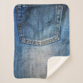Blauwe denim sherpa deken (Voorkant)
