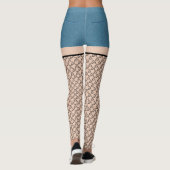 Blauwe denim shorts & houndstooth kousen leggings (Achterkant)