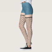 Blauwe denim shorts & houndstooth kousen leggings (Links)