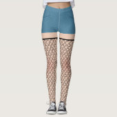 Blauwe denim shorts & houndstooth kousen leggings (Voorkant)