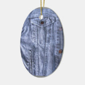 Blauwe denim ~ sierding keramisch ornament (Links)