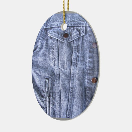 Blauwe denim ~ sierding keramisch ornament (Links)