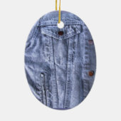 Blauwe denim ~ sierding keramisch ornament (Achterkant)