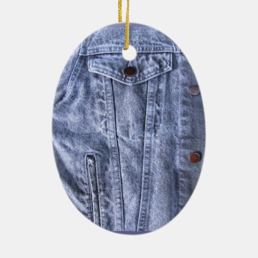 Blauwe denim ~ sierding keramisch ornament (Achterkant)