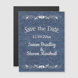 Blauwe denim sparen de Datum Magnetische Uitnodiging