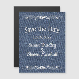 Blauwe denim sparen de Datum Magnetische Uitnodiging