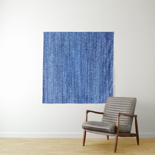 Blauwe denim stof materiaal textuur wandkleed (In Situ (horizontaal))