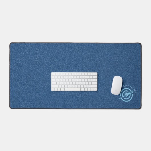 Blauwe denim stof textuur aangepaste typografie bureaumat (Keyboard & Muis)