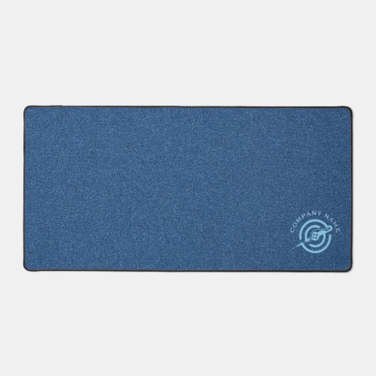 Blauwe denim stof textuur aangepaste typografie bureaumat (Voorkant)