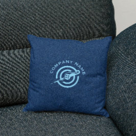 Blauwe denim stof textuur aangepaste typografie kussen