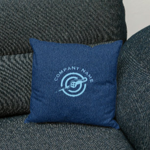 Blauwe denim stof textuur aangepaste typografie kussen