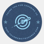 Blauwe denim stof textuur aangepaste typografie. ronde sticker (Voorkant)