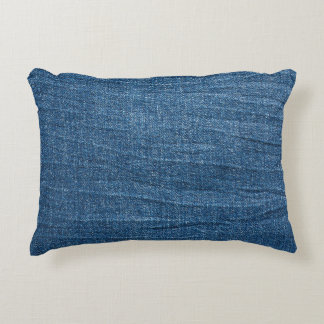 Blauwe denim textuur: klassieke jeans. accent kussen