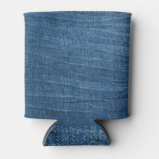 Blauwe denim textuur: klassieke jeans. blikjeskoeler