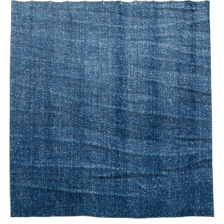Blauwe denim textuur: klassieke jeans. douchegordijn