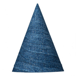 Blauwe denim textuur: klassieke jeans. feesthoedjes