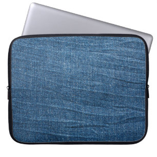 Blauwe denim textuur: klassieke jeans. laptop sleeve