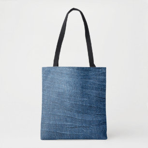 Blauwe denim textuur: klassieke jeans. tote bag
