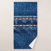 Blauwe denim textuur met naaisteek, jans badhanddoek (Badhanddoek)