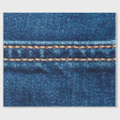 Blauwe denim textuur met naaisteek, jans cadeaupapier (Vlak)