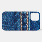 Blauwe denim textuur met naaisteek, jans Case-Mate iPhone case (Achterkant (horizontaal))