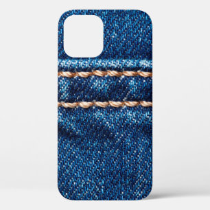 Blauwe denim textuur met naaisteek, jans Case-Mate iPhone case