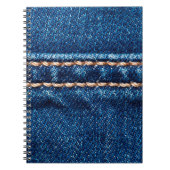 Blauwe denim textuur met naaisteek, jans notitieboek (Voorkant)