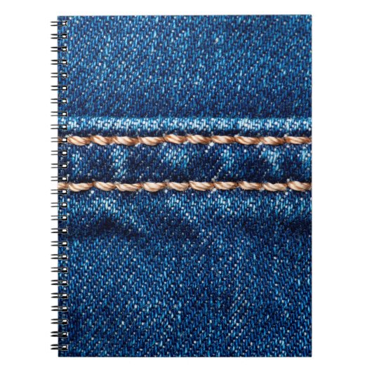 Blauwe denim textuur met naaisteek, jans notitieboek (Voorkant)