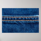 Blauwe denim textuur met naaisteek, jans poster (Voorkant)