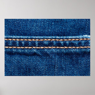 Blauwe denim textuur met naaisteek, jans poster