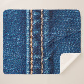 Blauwe denim textuur met naaisteek, jans sherpa deken (Voorkant (horizontaal))
