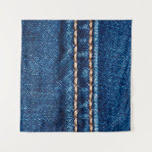 Blauwe denim textuur met naaisteek, jans wandkleed (Voorkant (horizontaal))